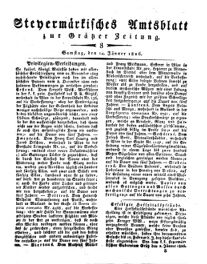 Steyermärkisches Amtsblatt zur Grätzer Zeitung 18260114 Seite: 1