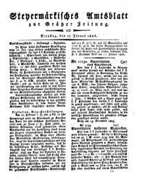 Steyermärkisches Amtsblatt zur Grätzer Zeitung 18260117 Seite: 1