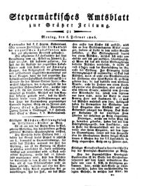 Steyermärkisches Amtsblatt zur Grätzer Zeitung 18260206 Seite: 1