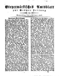 Steyermärkisches Amtsblatt zur Grätzer Zeitung 18260209 Seite: 1