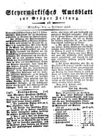 Steyermärkisches Amtsblatt zur Grätzer Zeitung 18260214 Seite: 1