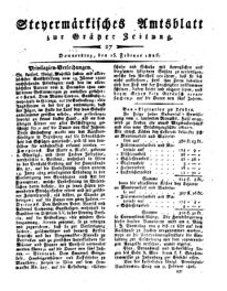 Steyermärkisches Amtsblatt zur Grätzer Zeitung 18260216 Seite: 1