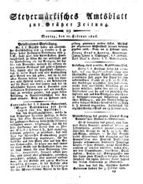 Steyermärkisches Amtsblatt zur Grätzer Zeitung 18260220 Seite: 1