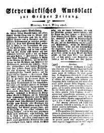 Steyermärkisches Amtsblatt zur Grätzer Zeitung 18260306 Seite: 1