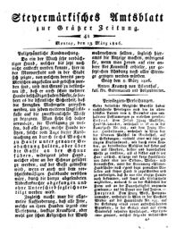 Steyermärkisches Amtsblatt zur Grätzer Zeitung 18260313 Seite: 1