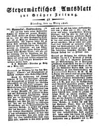 Steyermärkisches Amtsblatt zur Grätzer Zeitung 18260314 Seite: 1