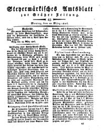 Steyermärkisches Amtsblatt zur Grätzer Zeitung 18260320 Seite: 1