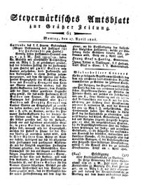 Steyermärkisches Amtsblatt zur Grätzer Zeitung 18260417 Seite: 1