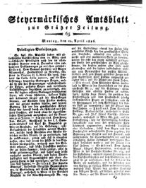 Steyermärkisches Amtsblatt zur Grätzer Zeitung 18260424 Seite: 1