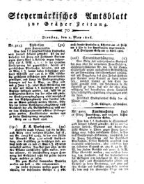 Steyermärkisches Amtsblatt zur Grätzer Zeitung 18260502 Seite: 1