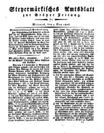 Steyermärkisches Amtsblatt zur Grätzer Zeitung 18260503 Seite: 1