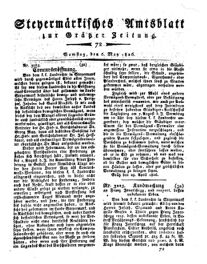 Steyermärkisches Amtsblatt zur Grätzer Zeitung 18260506 Seite: 1