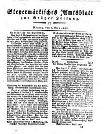 Steyermärkisches Amtsblatt zur Grätzer Zeitung 18260508 Seite: 1