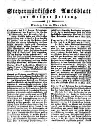 Steyermärkisches Amtsblatt zur Grätzer Zeitung 18260522 Seite: 1