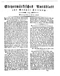 Steyermärkisches Amtsblatt zur Grätzer Zeitung 18260703 Seite: 1