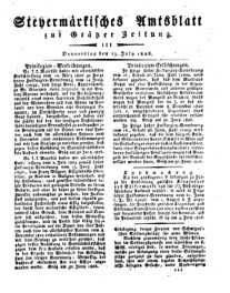 Steyermärkisches Amtsblatt zur Grätzer Zeitung 18260713 Seite: 1