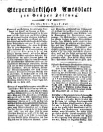 Steyermärkisches Amtsblatt zur Grätzer Zeitung 18260801 Seite: 1