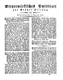 Steyermärkisches Amtsblatt zur Grätzer Zeitung 18260810 Seite: 1