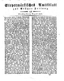 Steyermärkisches Amtsblatt zur Grätzer Zeitung 18260829 Seite: 1