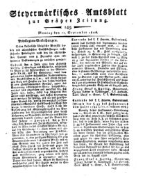 Steyermärkisches Amtsblatt zur Grätzer Zeitung 18260911 Seite: 1