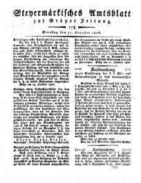 Steyermärkisches Amtsblatt zur Grätzer Zeitung 18261031 Seite: 1