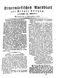 Steyermärkisches Amtsblatt zur Grätzer Zeitung 18261113 Seite: 1