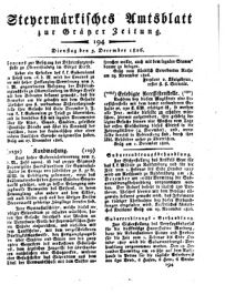 Steyermärkisches Amtsblatt zur Grätzer Zeitung 18261205 Seite: 1