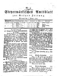 Steyermärkisches Amtsblatt zur Grätzer Zeitung 18290107 Seite: 1