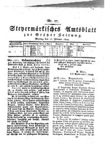 Steyermärkisches Amtsblatt zur Grätzer Zeitung 18290216 Seite: 1