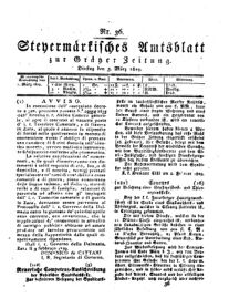 Steyermärkisches Amtsblatt zur Grätzer Zeitung 18290303 Seite: 1