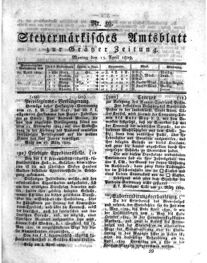 Steyermärkisches Amtsblatt zur Grätzer Zeitung 18290413 Seite: 1