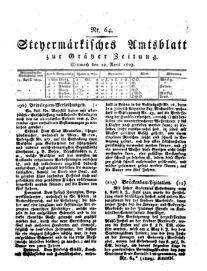 Steyermärkisches Amtsblatt zur Grätzer Zeitung 18290422 Seite: 1