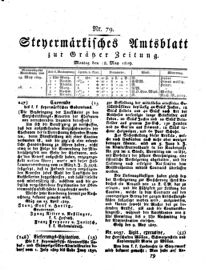 Steyermärkisches Amtsblatt zur Grätzer Zeitung 18290518 Seite: 1