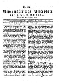 Steyermärkisches Amtsblatt zur Grätzer Zeitung 18291027 Seite: 1