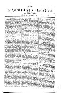 Steyermärkisches Amtsblatt zur Grätzer Zeitung 18330422 Seite: 1