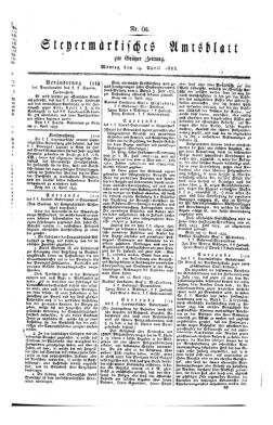 Steyermärkisches Amtsblatt zur Grätzer Zeitung 18330429 Seite: 1