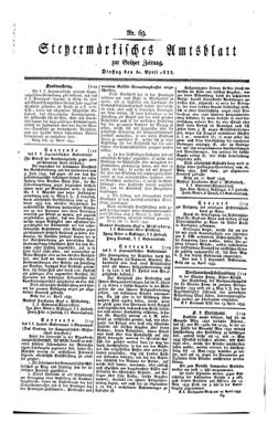 Steyermärkisches Amtsblatt zur Grätzer Zeitung 18330430 Seite: 1