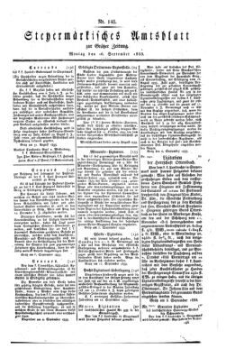 Steyermärkisches Amtsblatt zur Grätzer Zeitung 18330916 Seite: 1