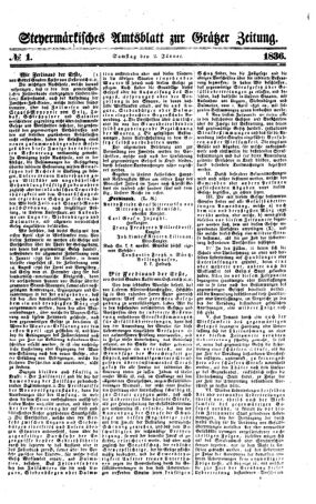 Steyermärkisches Amtsblatt zur Grätzer Zeitung 18360102 Seite: 1