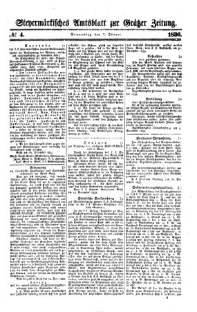 Steyermärkisches Amtsblatt zur Grätzer Zeitung 18360107 Seite: 1