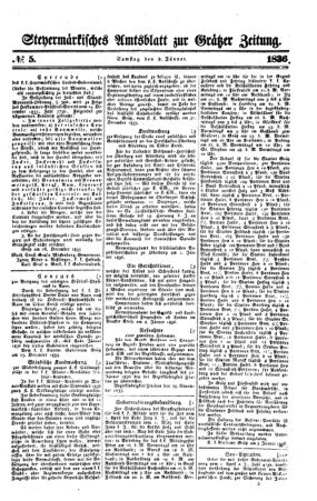 Steyermärkisches Amtsblatt zur Grätzer Zeitung 18360109 Seite: 1