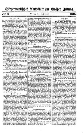 Steyermärkisches Amtsblatt zur Grätzer Zeitung 18360111 Seite: 1