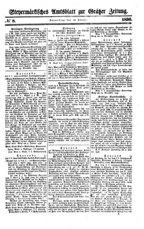 Steyermärkisches Amtsblatt zur Grätzer Zeitung 18360114 Seite: 1