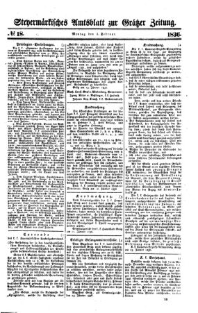 Steyermärkisches Amtsblatt zur Grätzer Zeitung 18360201 Seite: 1