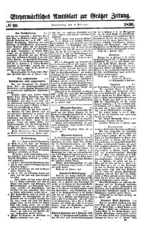 Steyermärkisches Amtsblatt zur Grätzer Zeitung 18360204 Seite: 1