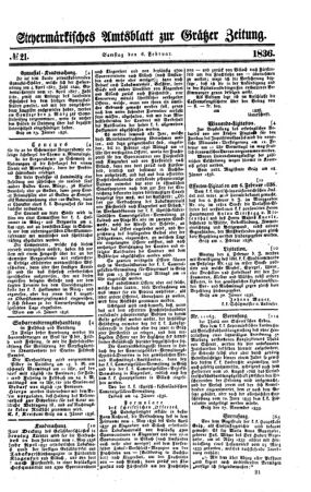 Steyermärkisches Amtsblatt zur Grätzer Zeitung 18360206 Seite: 1