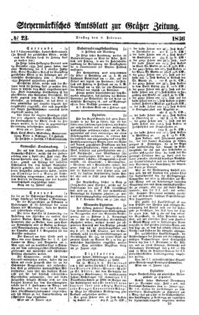 Steyermärkisches Amtsblatt zur Grätzer Zeitung 18360209 Seite: 1