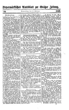 Steyermärkisches Amtsblatt zur Grätzer Zeitung 18360211 Seite: 1