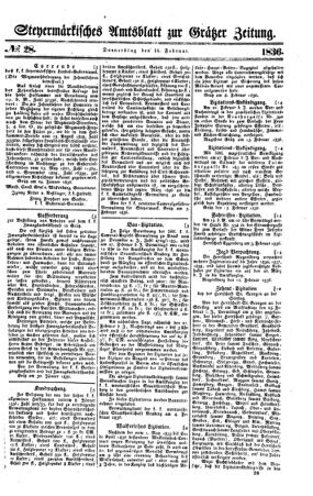 Steyermärkisches Amtsblatt zur Grätzer Zeitung 18360218 Seite: 1