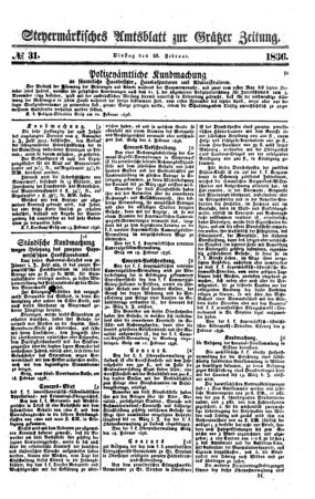 Steyermärkisches Amtsblatt zur Grätzer Zeitung 18360223 Seite: 1